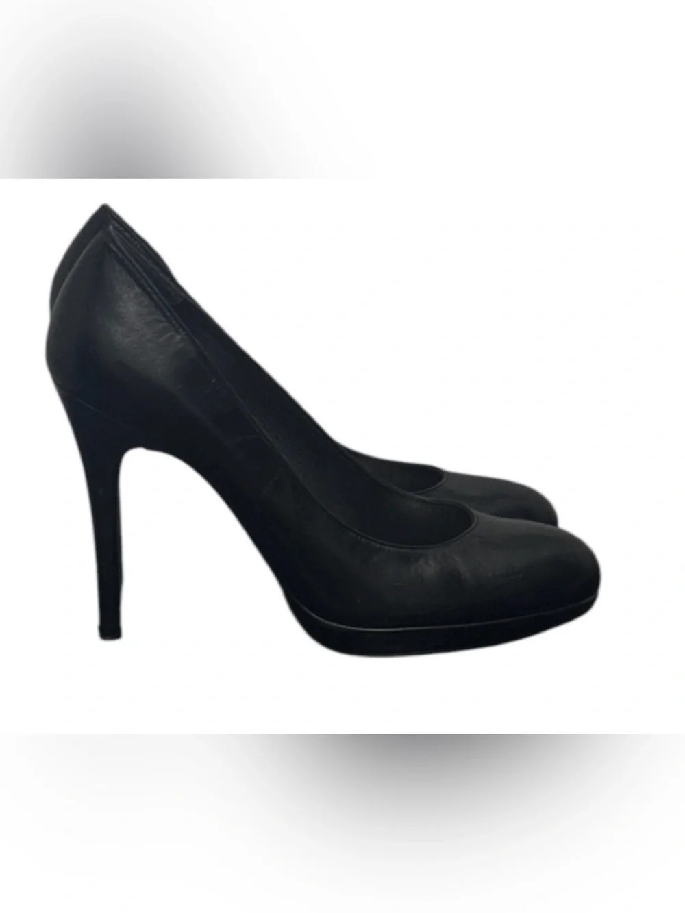 Authentic Stuart Weitzman designer black leather heels pumps sz 8